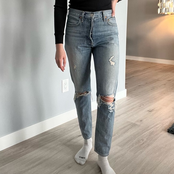 AGOLDE Light Wash Ripped Jeans - Picture 1 of 6